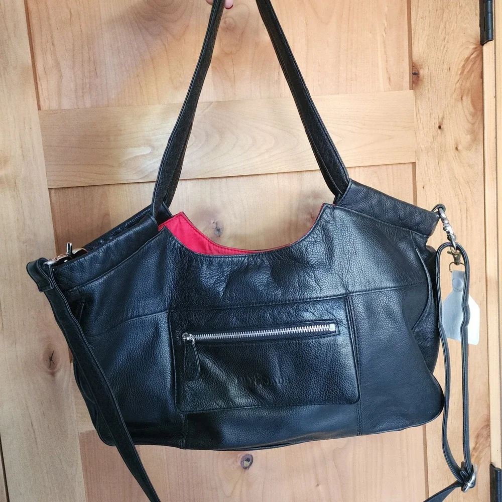 Lily Jade Caroloine Black Leather Diaper Bag Tote Crossbody Messenger Miniamlist